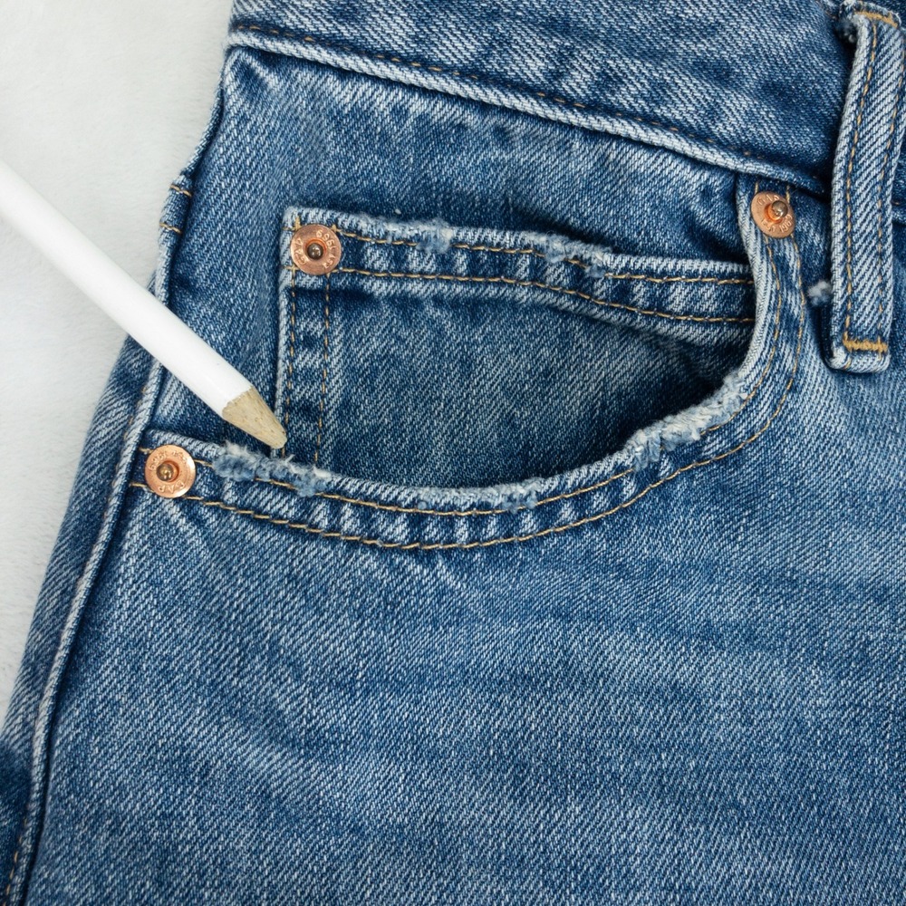 Gap Barrel High Rise Jeans Womens Size 27 4R Indigo Blue Denim Tapered Leg - Picture 4 of 16